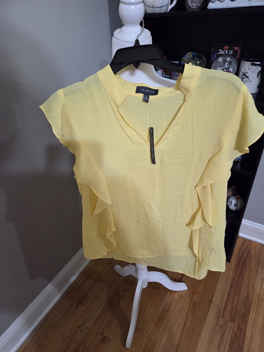 The Limited Yellow Flutter Sleeve V-Neck Blouse